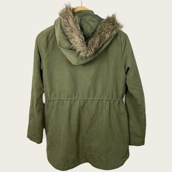 Revolve BB Dakota Army Green Faux Fur Ashland Coat Jack Size S Hood‎ Jacket NEW - Picture 7 of 13